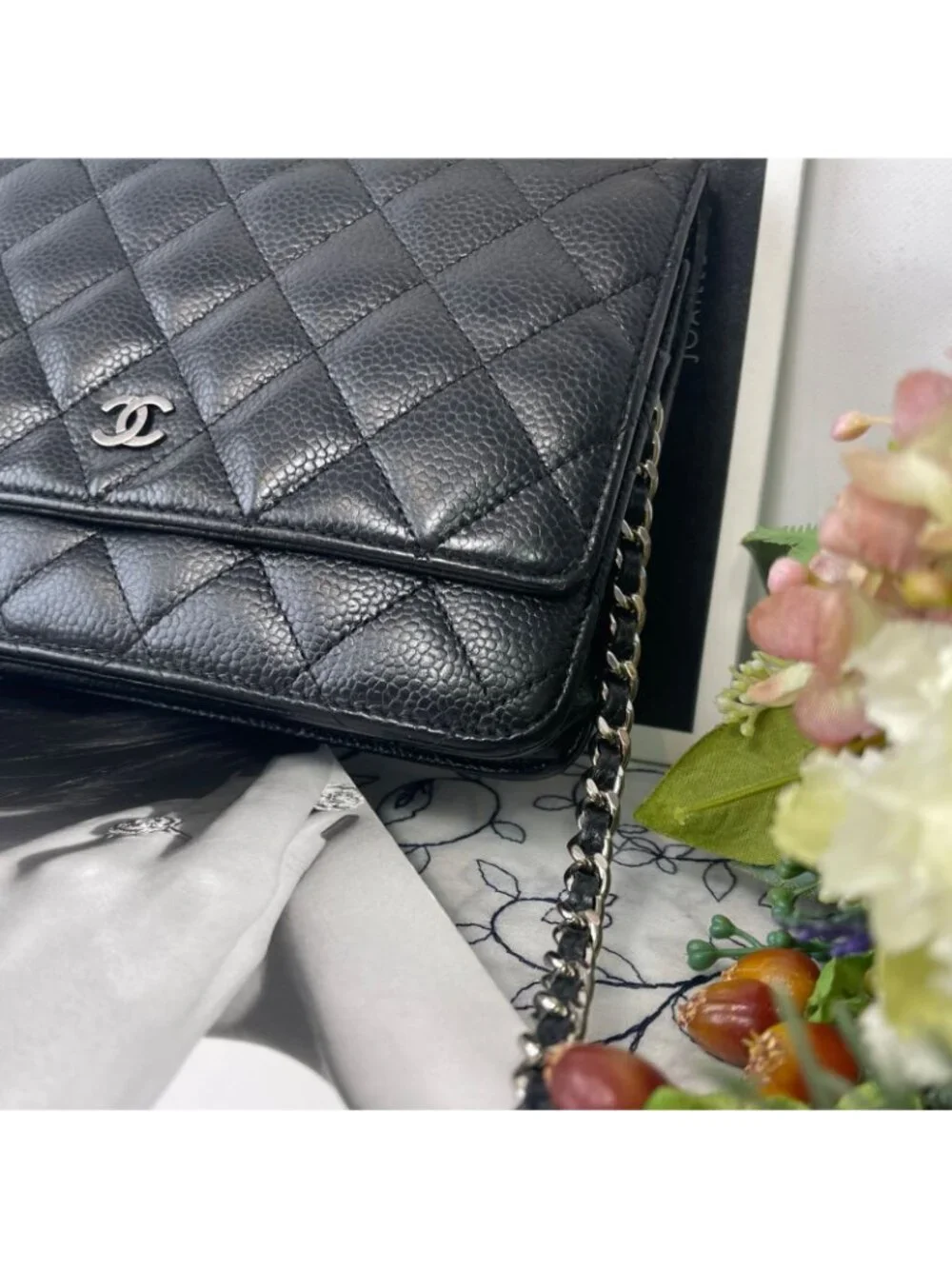 Chanel Chain Wallet Quilted Caviar Leather Shoulder Bag